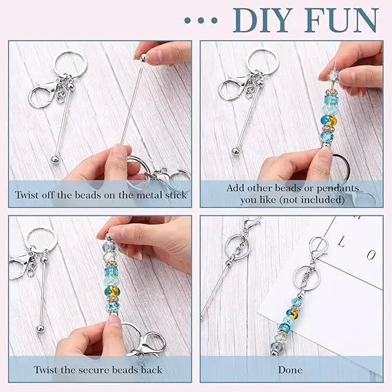 Custom DIY Beadable Keychain Kit | Metal Bars & Silicone Beads | MOQ 10