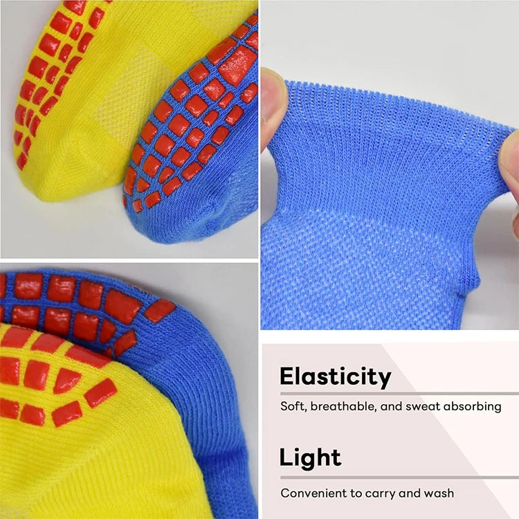 Custom Anti-Slip Trampoline Socks | Adult Kids Non-Slip Rubber Grip | 500 MOQ | Polyester/Spandex
