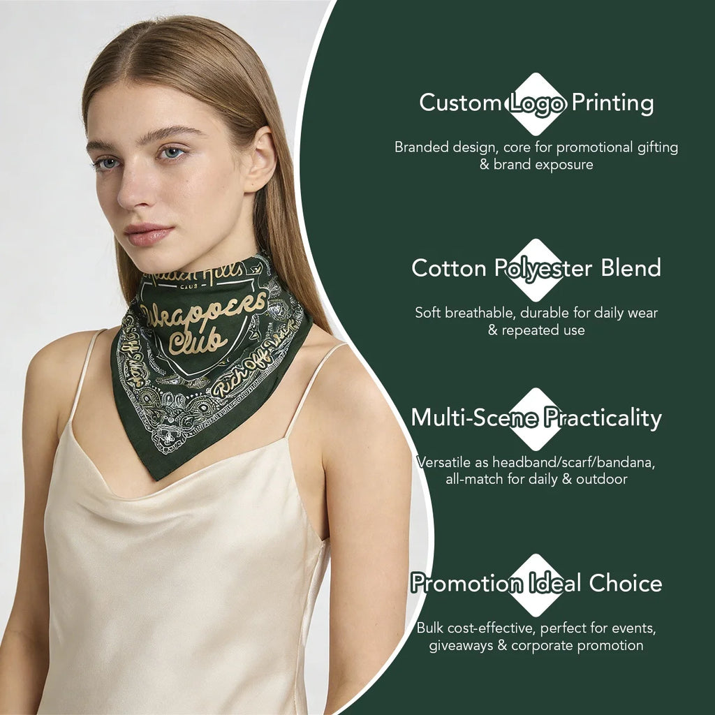 Custom Polyester Bandanas | 100 Pcs MOQ, Silk Screen | OEKO-TEX Available