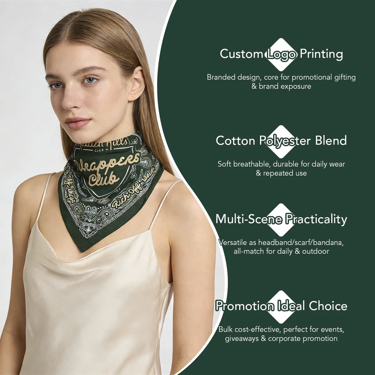 Custom Polyester Bandanas | 100 Pcs MOQ, Silk Screen | OEKO-TEX Available