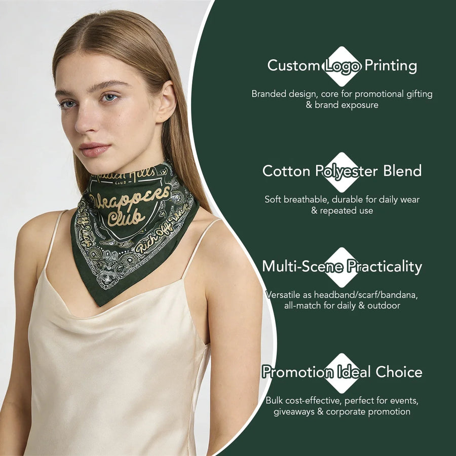 Custom Polyester Bandanas | 100 Pcs MOQ, Silk Screen | OEKO-TEX Available