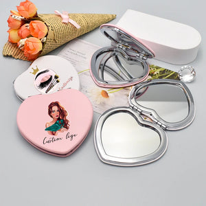 Butterfly-Shaped Mirrors with Logo | Glitter PU Leather | Wholesale