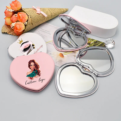 Butterfly-Shaped Mirrors with Logo | Glitter PU Leather | Wholesale