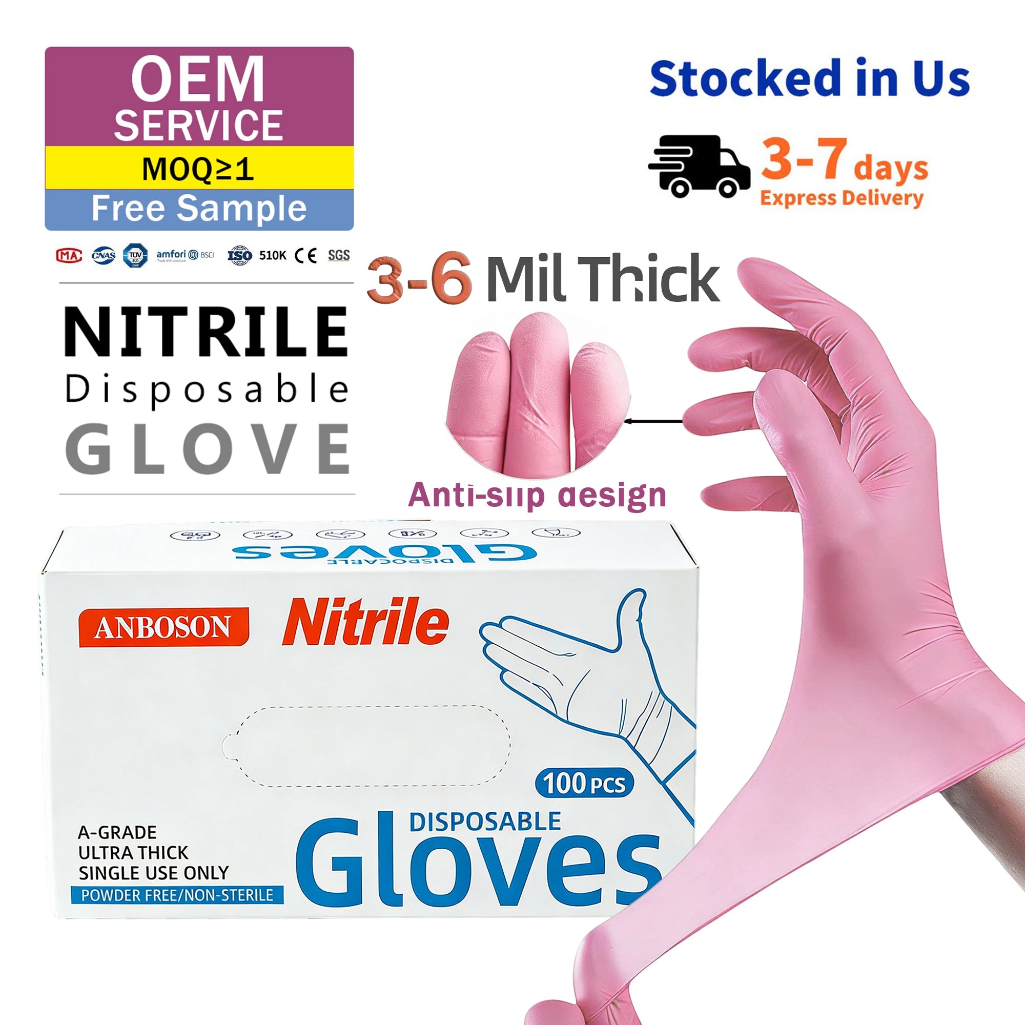 6 Mil Nitrile Gloves AQL 1.5 | 510K/CE Certified | Custom Logo | Bulk