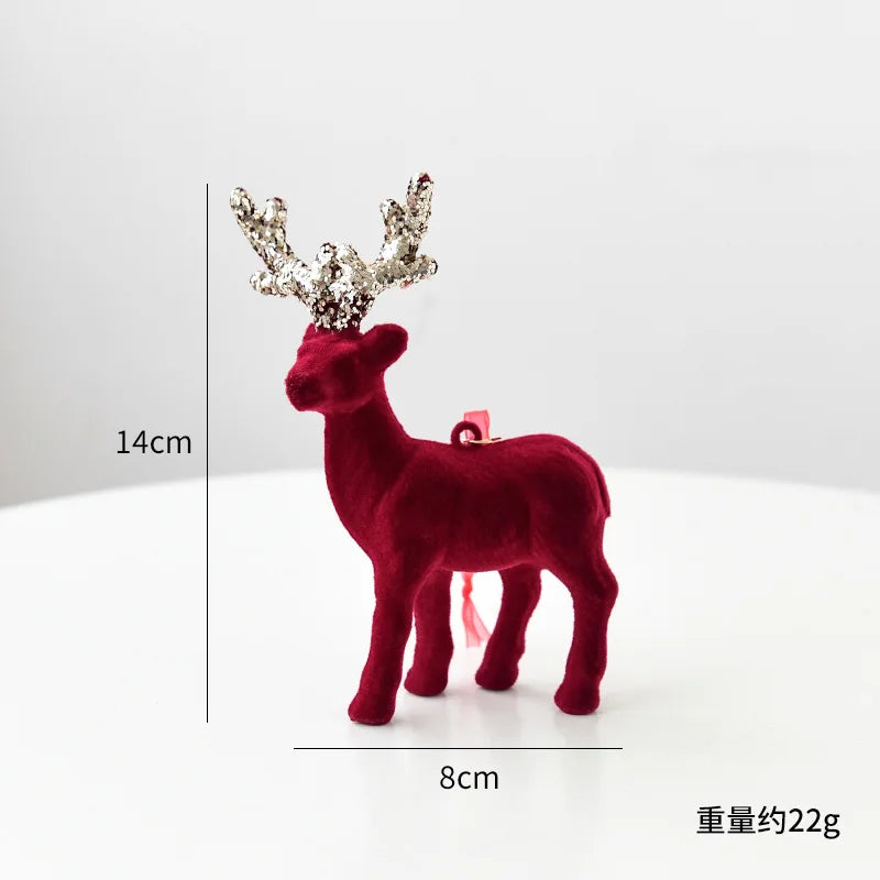 Flocked Reindeer Ornaments with Glitter Antlers Wholesale | MOQ 5
