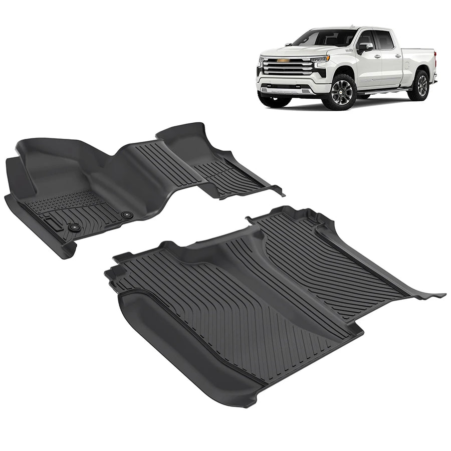 Custom Fit TPE Floor Mats for Chevrolet Silverado 1500 2500HD 3500HD Crew Cab 2019-2025