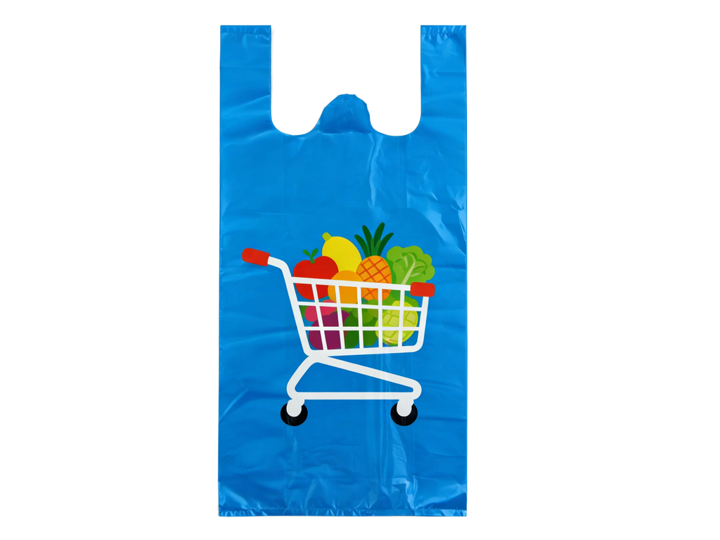 Bulk Recyclable Custom logo T-shirt Bags Food Grade Thickened for Checkout Supermarket Commercial Shopping Bags
