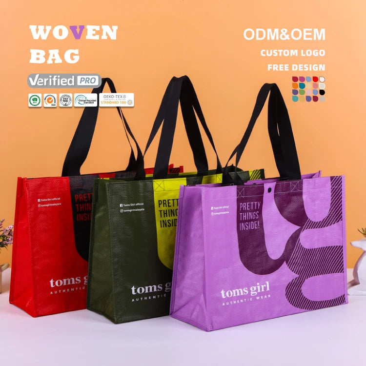 Custom PP Woven Tote Bags | 20 MOQ | 5,000 for Logo