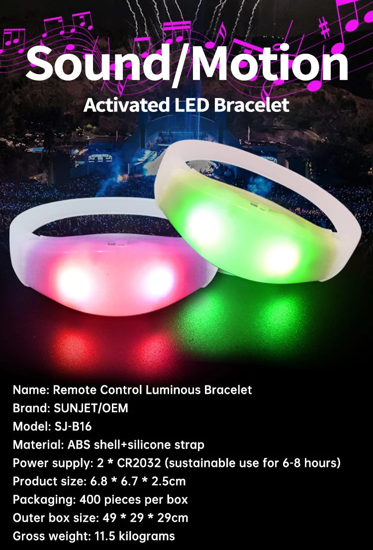 Custom Sound Activated LED Silicone Wristbands | 100 MOQ CE ROHS Certified