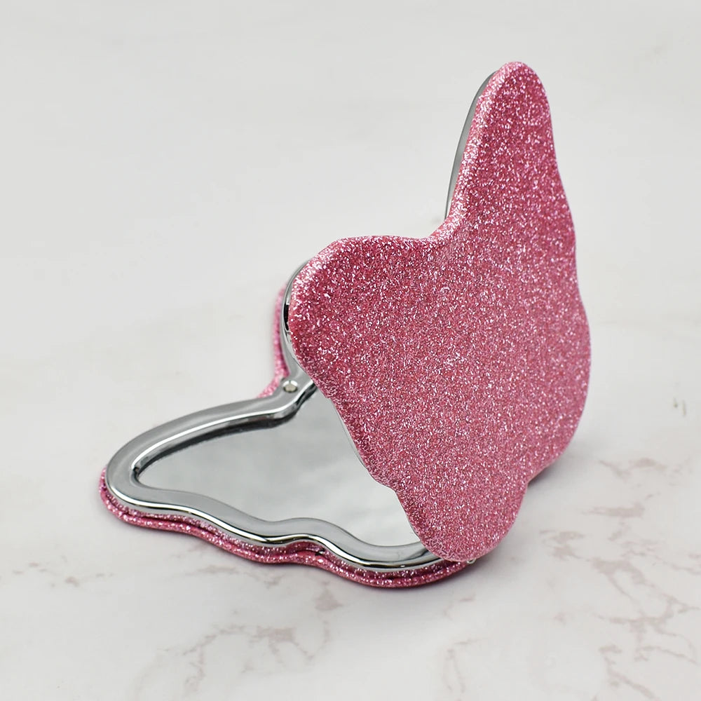 Butterfly-Shaped Mirrors with Logo | Glitter PU Leather | Wholesale