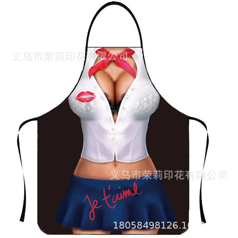 Waterproof Polyester Apron | 3D Printed Cartoon Barbecue Apron