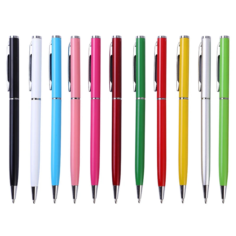 Slim Metal Ballpoint Pen with Custom Logo for Office Writing and Corporate Gifts