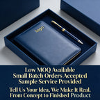 Custom PU Leather Notebook & Pen Set 500pcs MOQ | A5 Hardcover, Hot Stamp Logo, Gift Set