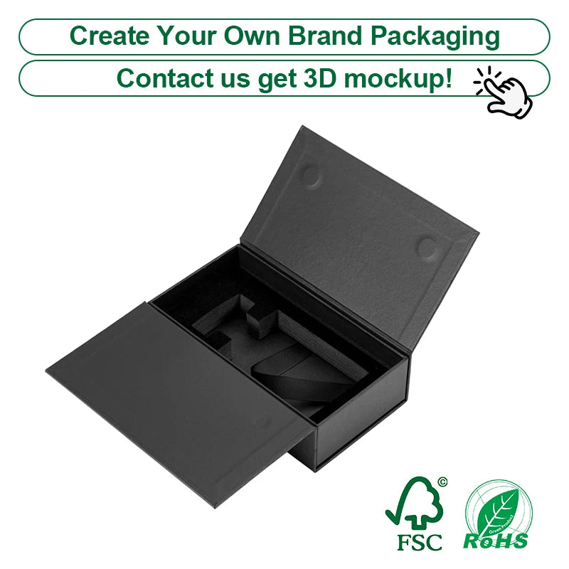 Custom Rigid Magnetic Box with Matte Black Finish | Luxury Packaging OEM Wholesale