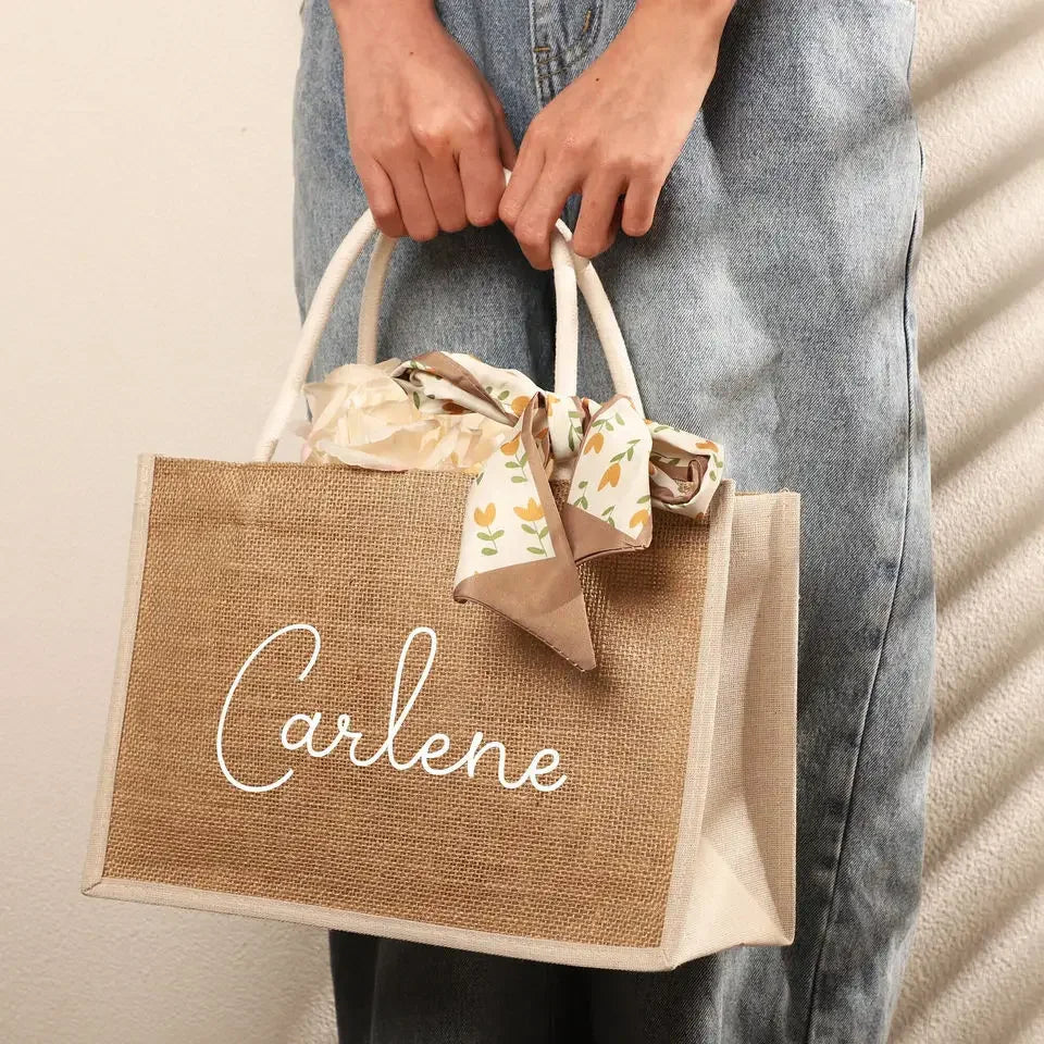 Custom Jute Tote Bag with Logo | 50 MOQ | Eco-Friendly