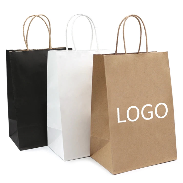 Custom Kraft Paper Shopping Bags | FSC Certified | Twisted Handles | 200 MOQ | Logo Print