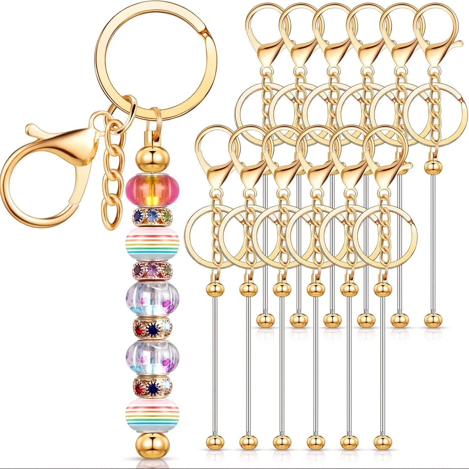 Custom DIY Beadable Keychain Kit | Metal Bars & Silicone Beads | MOQ 10