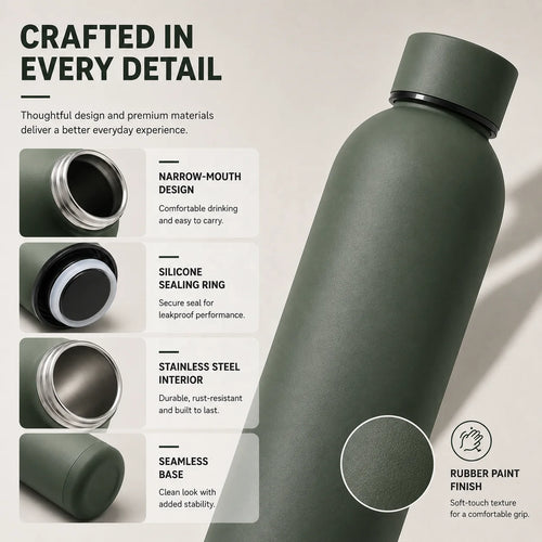 Custom 304 Stainless Steel Water Bottles 100 MOQ | Double Wall Vacuum Insulated