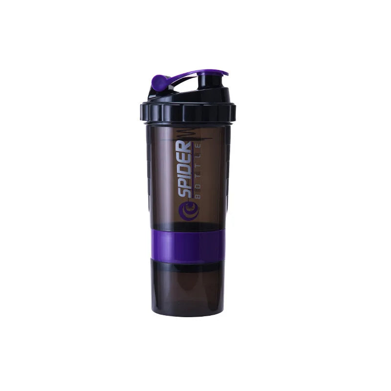 Protein Shaker Bottle with Mixing Ball and Storage Compartments for Gym and Supplements