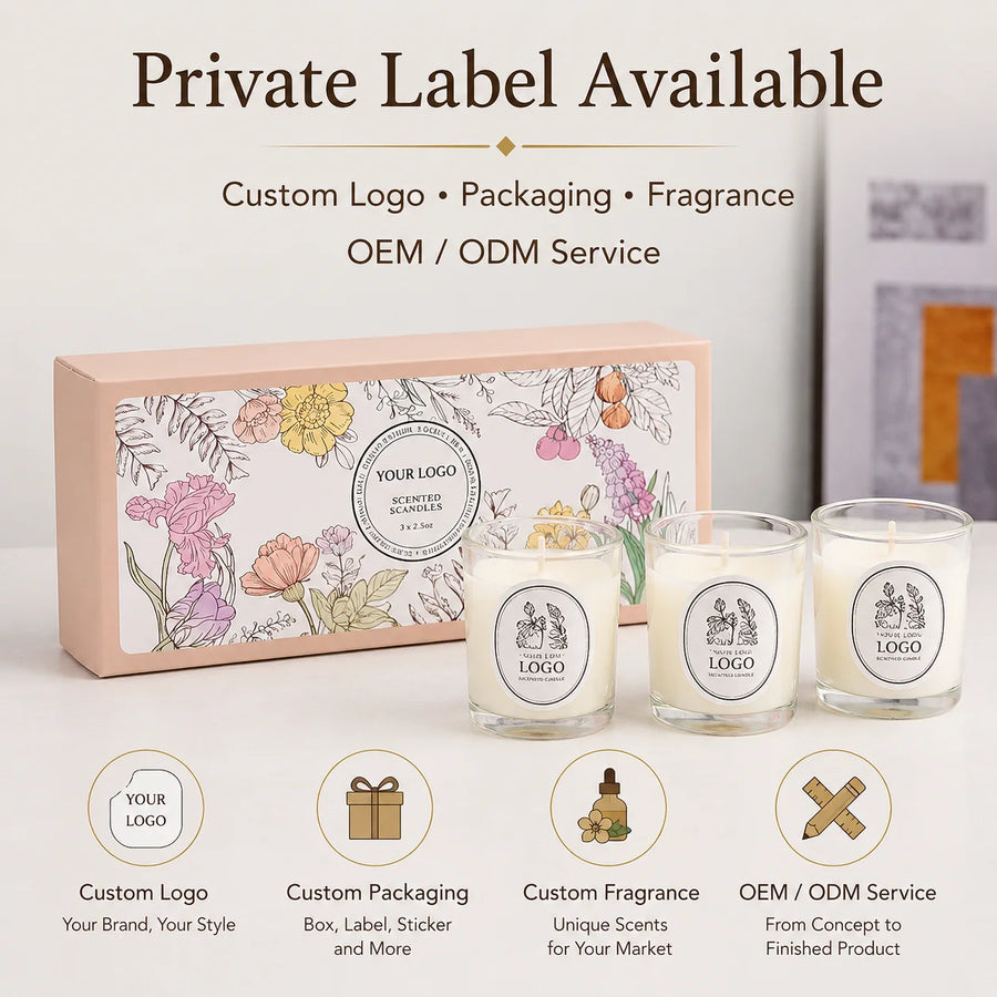 Soy Wax Candle Gift Set | 3-Piece | Custom Packaging from 500 MOQ