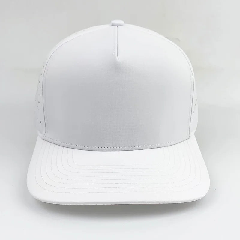 Waterproof Golf Hats Club Company Customized Sports 5 Panel Baseball Cap Hydro Breathable Rope with Rubber/PVC Logo Gorras