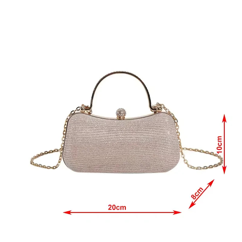 Custom Crystal Clutch Bags – PU Evening Bag with Crystal Handle
