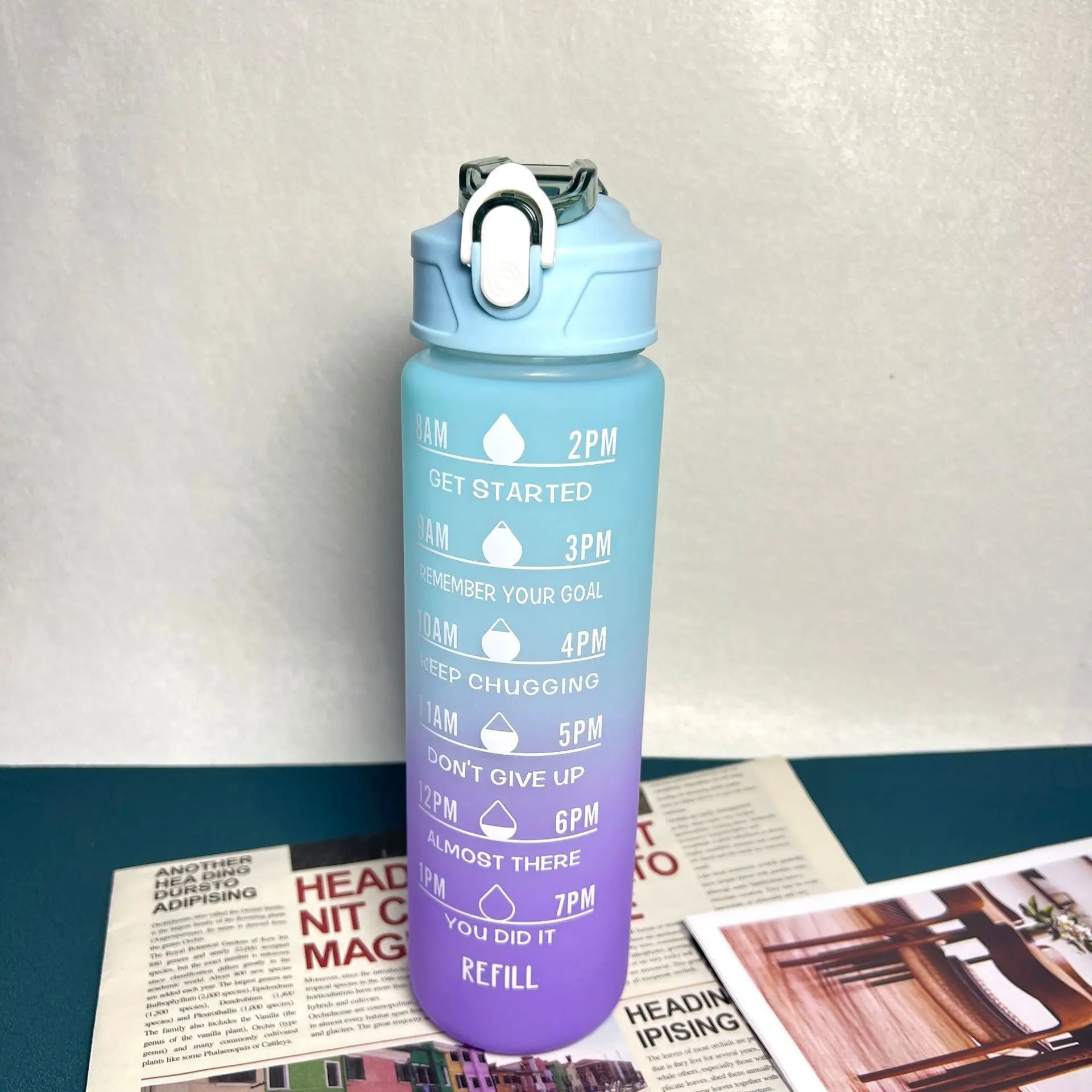 Custom 900ml Motivational Water Bottles | 5 MOQ Time Marker Fitness