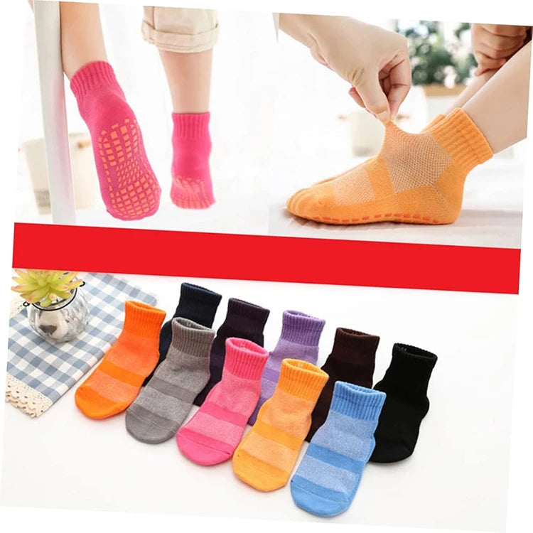 Custom Anti-Slip Trampoline Socks | Adult Kids Non-Slip Rubber Grip | 500 MOQ | Polyester/Spandex