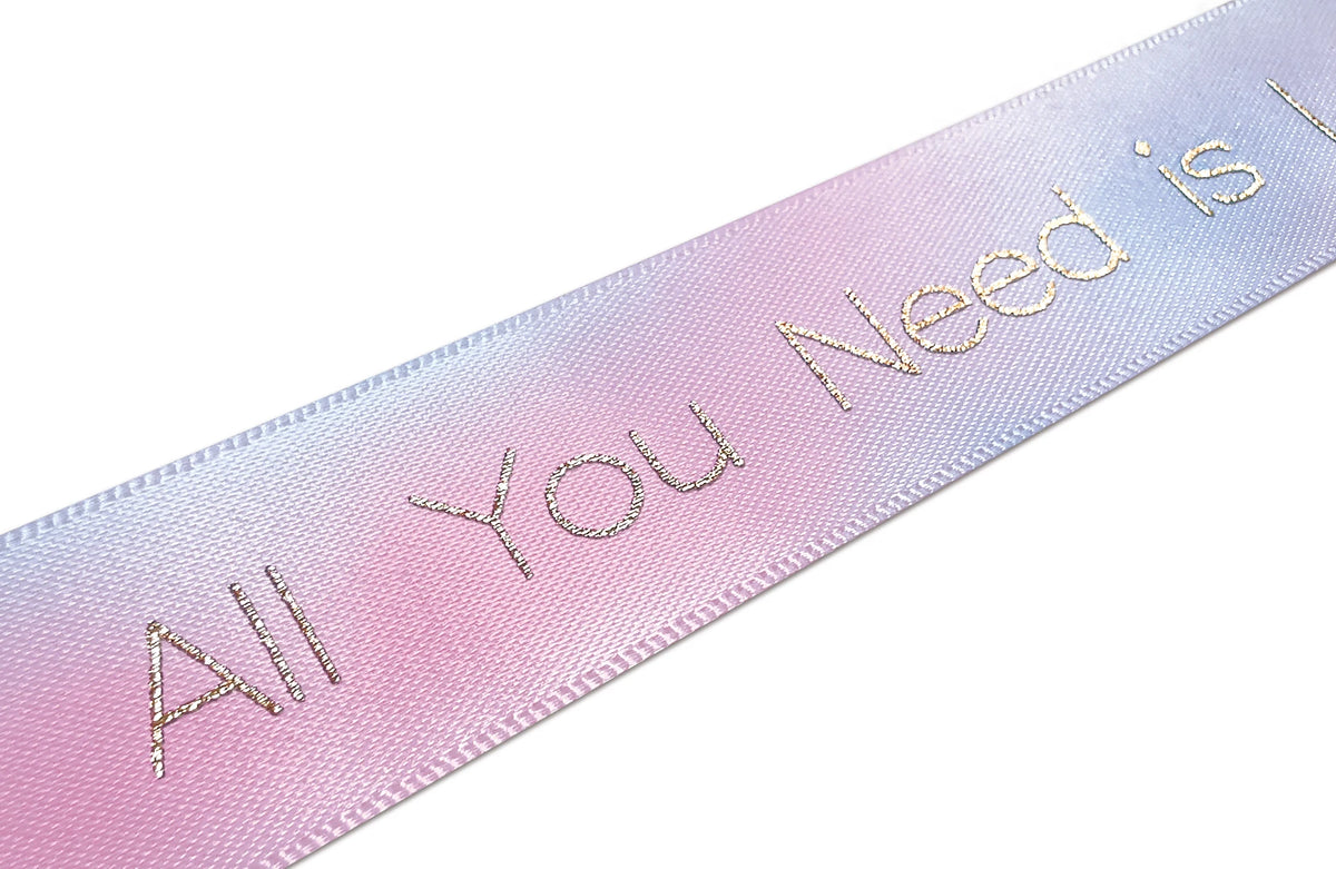 Custom Printed Satin Ribbon | Double-Face | MOQ 2,000 Yards  text