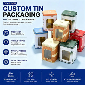 Custom Printed Square Tin Box with Window | MOQ 3000
