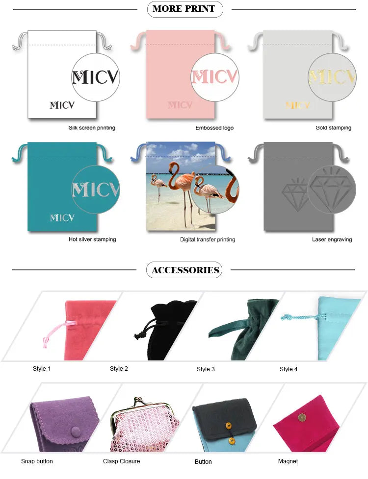 Custom Jewelry Pouches with Logo | Suede Velvet Satin | 500 MOQ for Branded Packaging