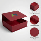 Bespoke Logo Bespoke Maroon Matte Textured Paper Box: Folding Snap-in Rigid Box with Magnetic Closure