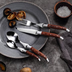 Custom Flatware Set — 4-Piece Stainless Steel with Pakka Wood Handle