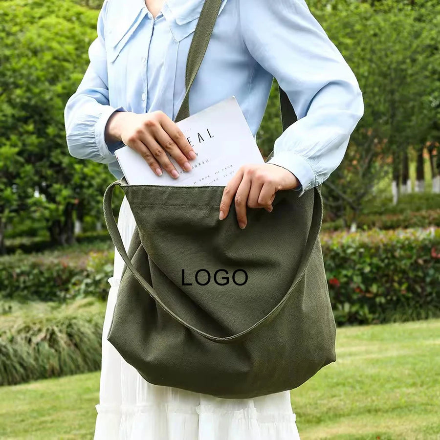 Heavy Duty 16oz Custom Canvas Tote Bag with Inside Pockets Recycled Color Shoulder Bag for Retail, Events & Daily Carry