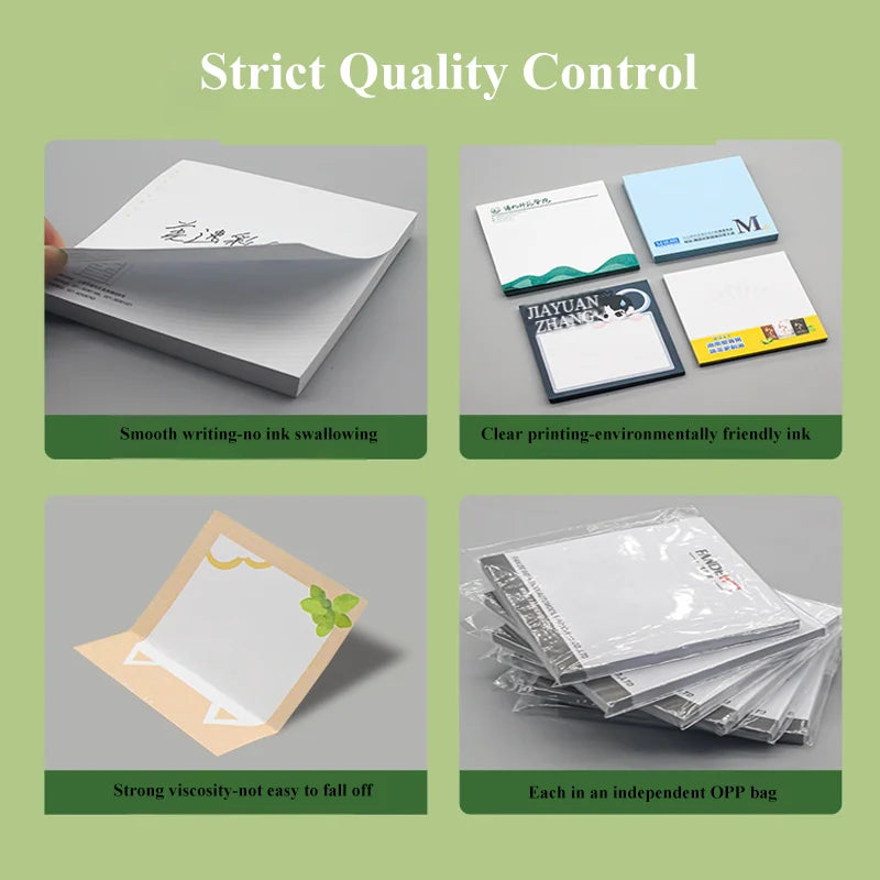 Custom 3x3 Sticky Note Pads: 100 Sheets, 8 Colors, Digital/Silk Screen Print, Repositionable