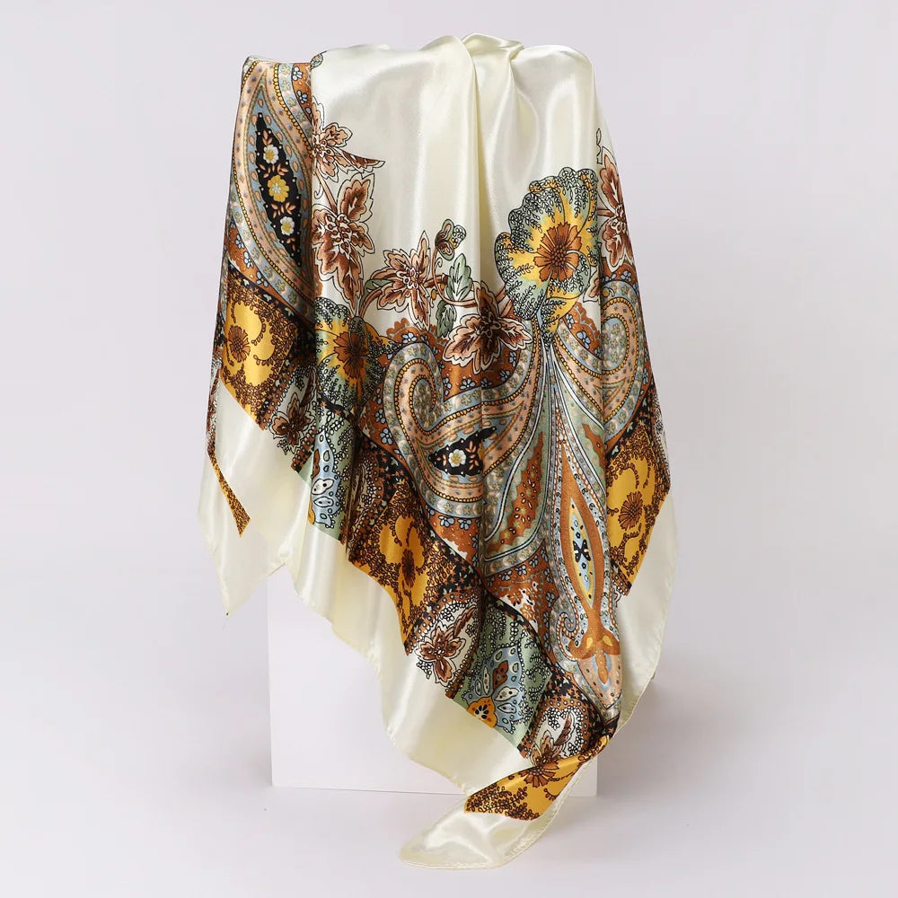 Custom Printed 90cm Square Scarf | 10 Pcs MOQ Wholesale Silk/Polyester Shawl