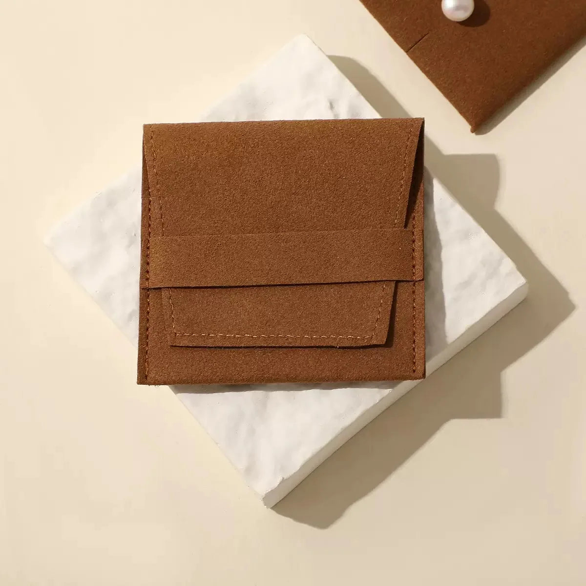 Custom Microfiber Suede Jewelry Pouch Wholesale | 50 MOQ Button Closure