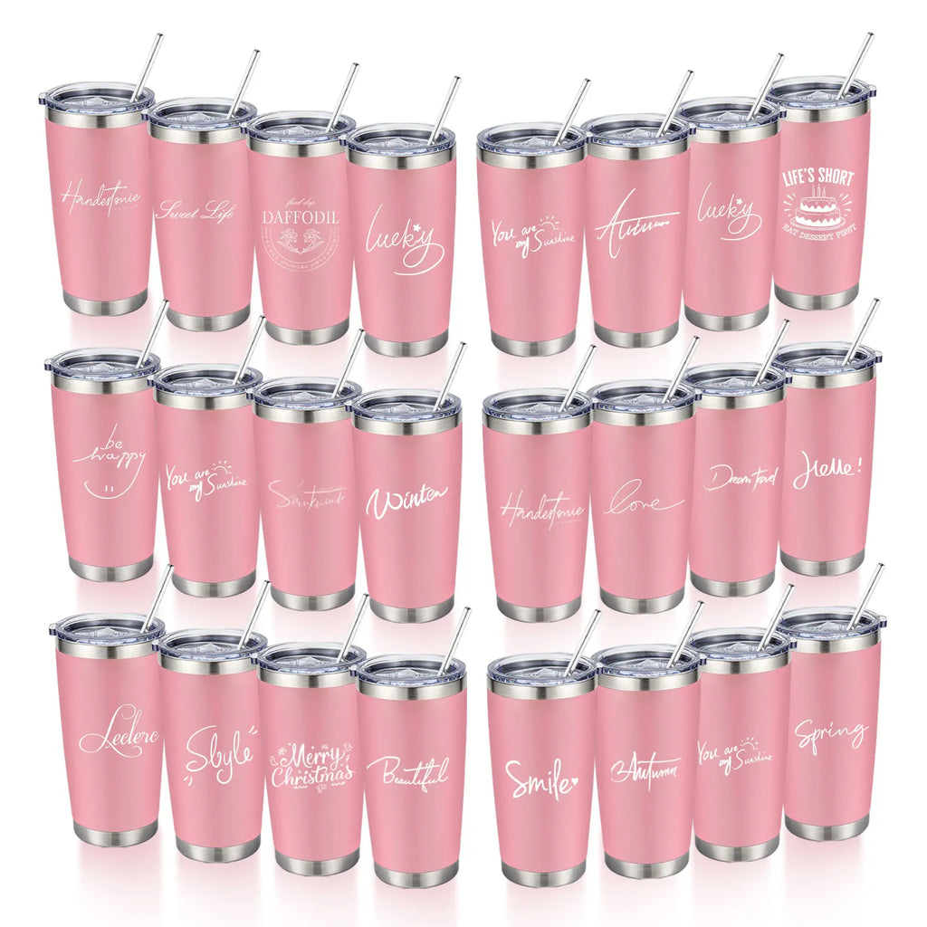 20oz Powder Coated Stainless Steel Tumbler with Lid and Straw Hole for Coffee, Travel and Laser Engraving