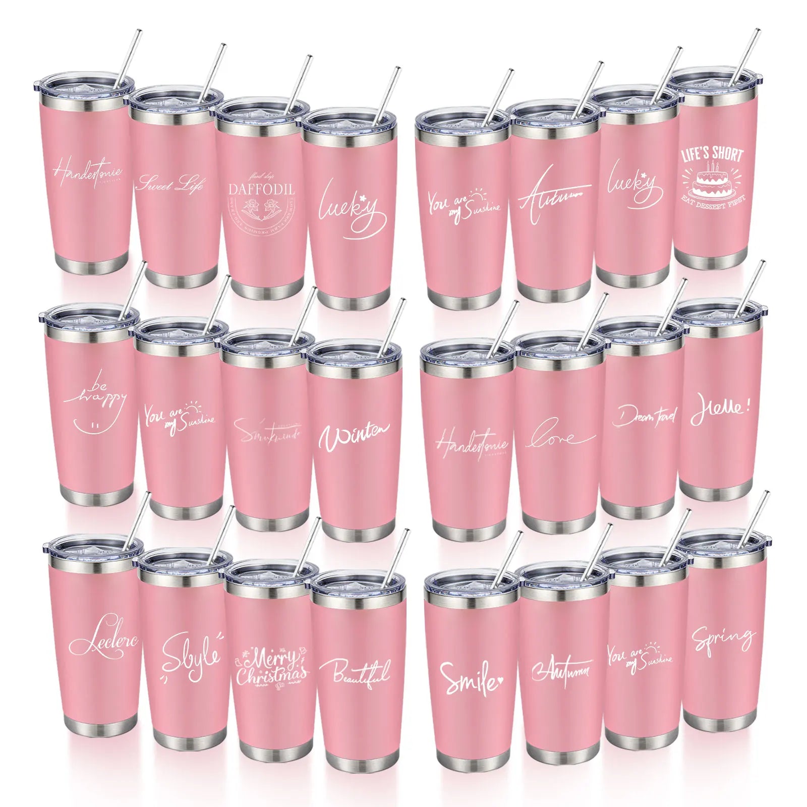 20oz Powder Coated Stainless Steel Tumbler with Lid and Straw Hole for Coffee, Travel and Laser Engraving
