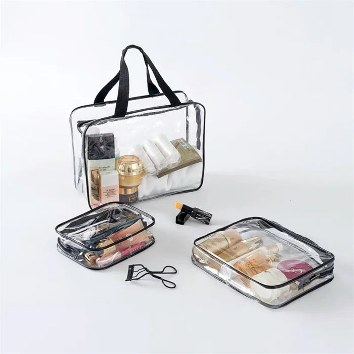 Custom Clear PVC Cosmetic Bags | MOQ 100 | 9-Day Lead