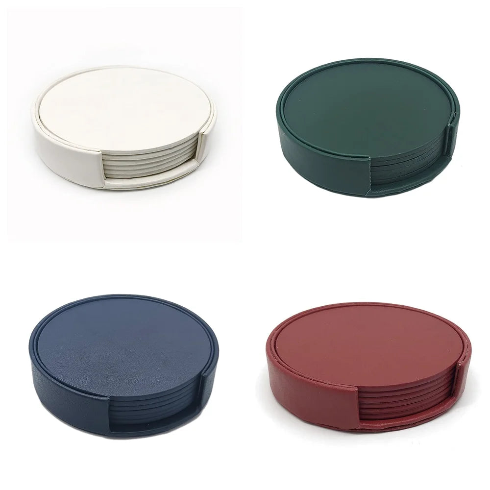 Custom Logo Leather Coasters with Holder | Wholesale OEM