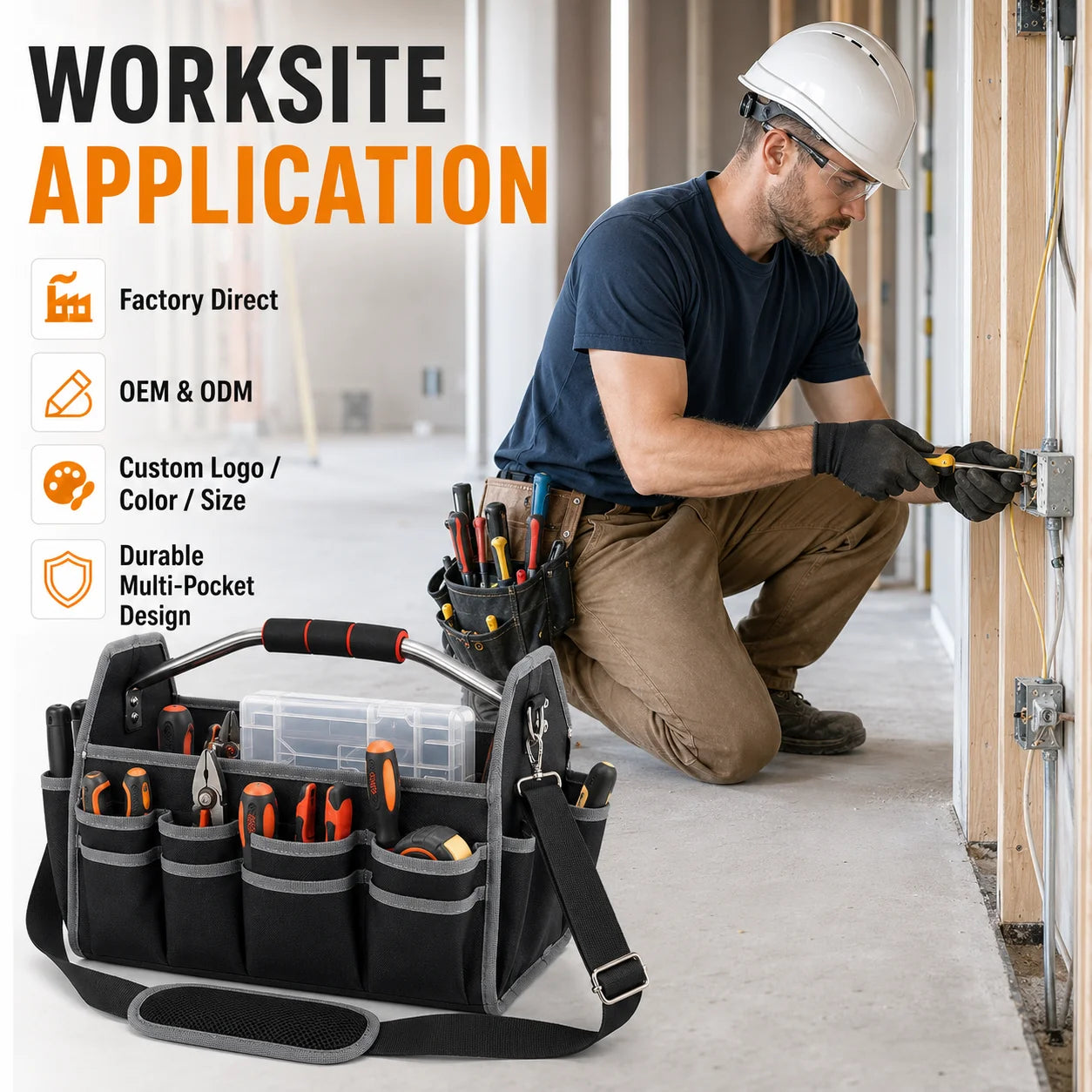 Custom Tool Tote Bags with Logo – Oxford, 30-Tool Capacity