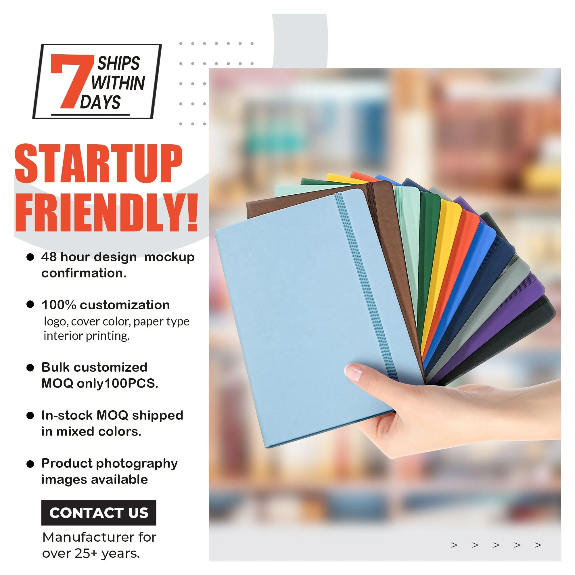 A5 Hardcover PU Leather Notebook with Elastic Band for Daily Writing, Office and Custom Logo