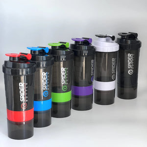 Protein Shaker Bottle with Mixing Ball and Storage Compartments for Gym and Supplements