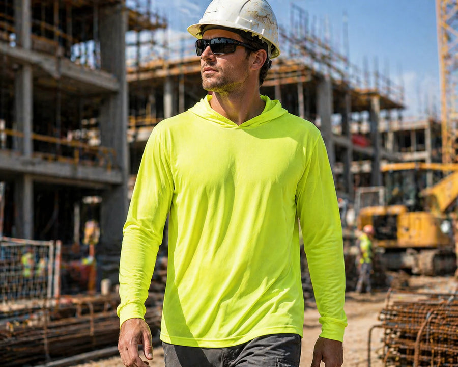 Custom Hi-Vis Dry Fit Work Shirt – Long Sleeve Safety Shirt With Reflective Tape