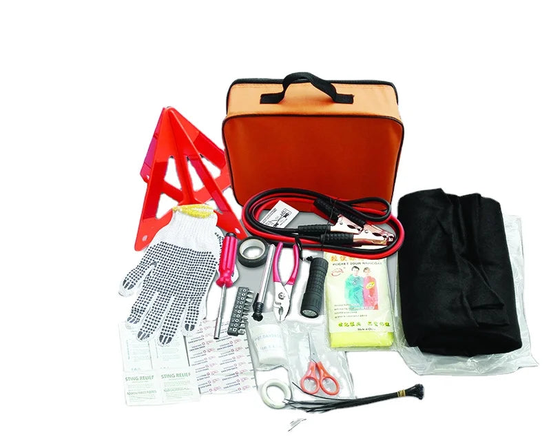Custom OEM 600D Nylon Car Safety Kit | 11-Piece Roadside Emergency Tool Set | 100 MOQ