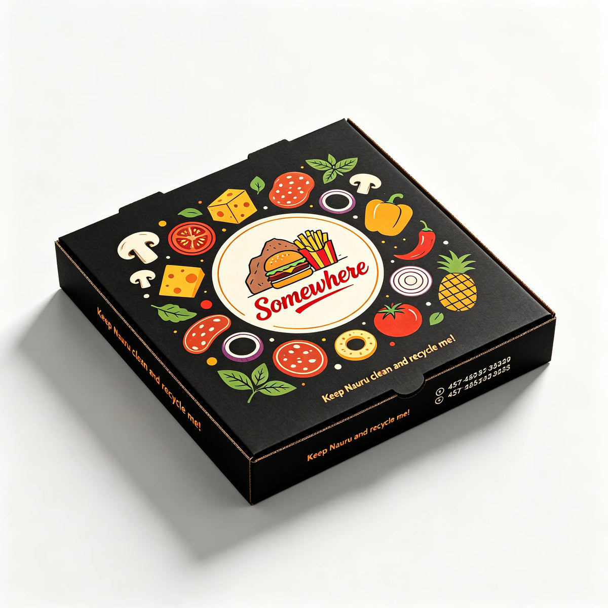 Custom Logo 3-Compartment Pizza Boxes | Restaurant Packaging MOQ 500