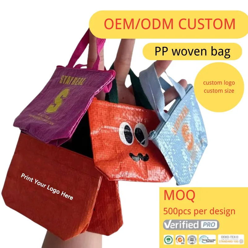 Custom PP Woven Zipper Pouch | 500 MOQ | $0.05 Logo Printing