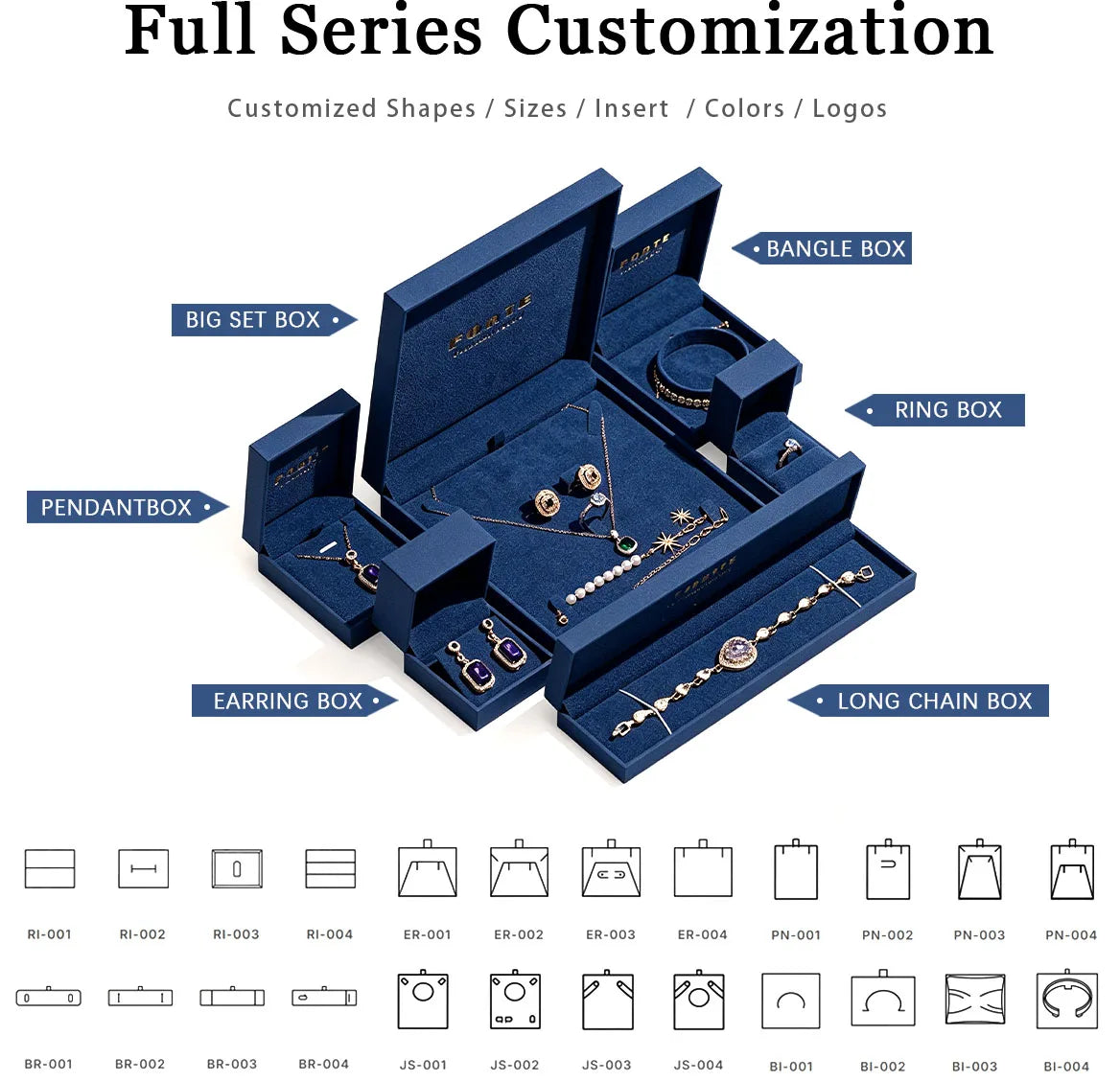 Custom PU Leather Jewelry Box with Embossing | Navy Blue | 31-Day Lead Time