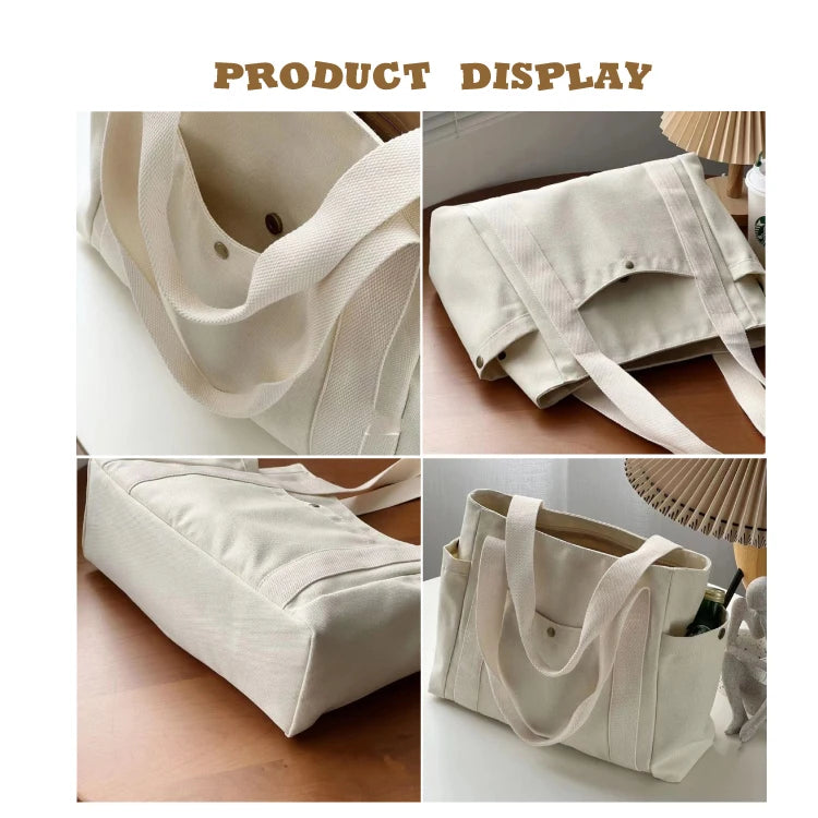Custom Canvas Tote Bag | Multi-Pocket, Zipper Closure | 100 MOQ